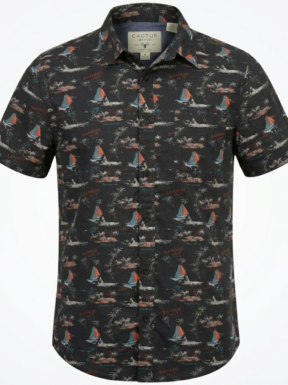 Cactus Brand Men's Tropical Sailboat Button Down Shirt - Size M - Bamboo Hut